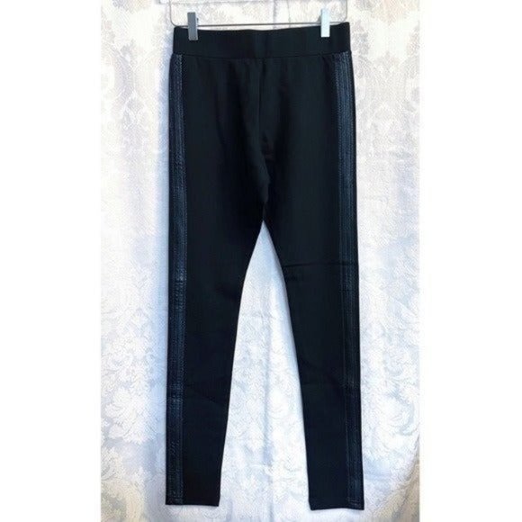 Romeo & Juliet Couture Pants - Romeo + Juliet Couture Ponte Leggings Size M GUC Tuxedo Stripe Faux Leather